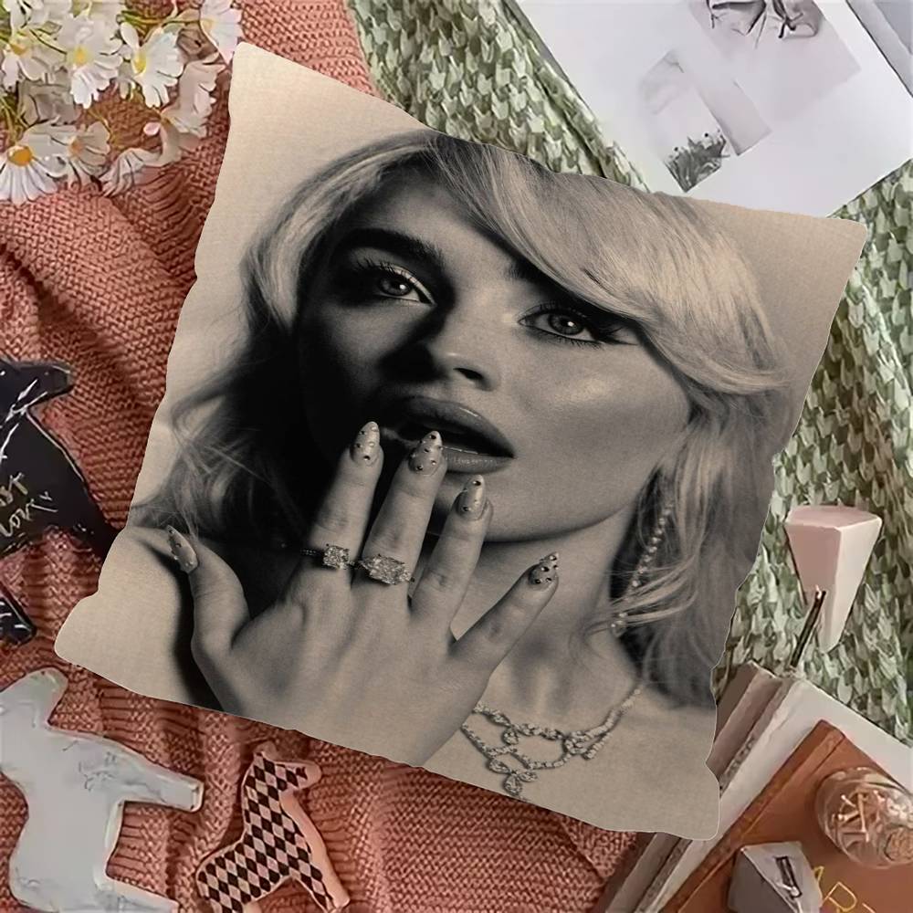 S-Sabrina C-Carpenter Cushion Cover Car Throw Pillow Case For Sofa Car Christmas Gift 40x40cm 45x45cm
