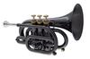 Carol Brass Pocket Trumpet GB Gold Brass Black Nickel Soft Bag Included [N3000 BLACK] Bell, Finish,