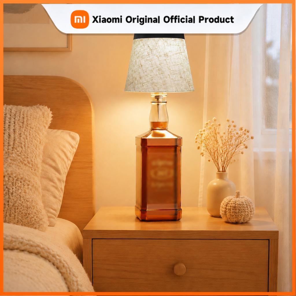 Xiaomi Перезаряжаемая настольная лампа-бутылка, 3 цвета, регулировка яркости, сенсорное управление, дизайнерская лампа с тканевым абажуром для спальни, гостиной, бара