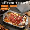Stainless Steel Roasting Pan with Lid And Handle Heavy Duty Turkey Baking Broiler Tray High Sided Induction Roast Tray for Chicken Vegetable Lasagna