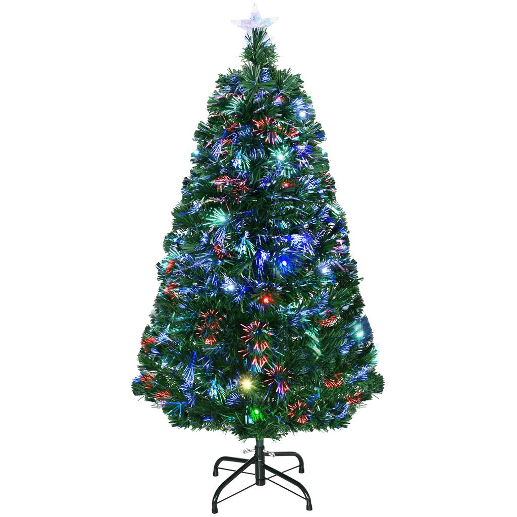 120cm Fiber Optic Christmas Tree Artificial Christmas Tree with 16 LED Lights in 3 Colors and PVC Branches
