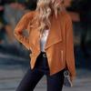 Autumn Fashion Women New Jackets Casual Imitation Deerskin Short Coat Big Lapel Elegant Long Sleeve Zipper Solid Color Clothes 1572