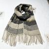 New Soft Imitation Cashmere Scarf for Women Classic Plaid Tassel Shawl Scarf for Men and Women Autumn and Winter Versatile Stripes