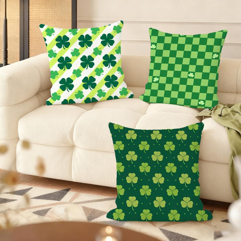 St Patricks Day Gift Cushion Cover Natural Linen Organic Fabric DoubleSided Printing Couch Pillow Covers Home Decor