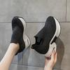 Fashion 8cm Air Mesh Stretch Fabric Sock Knitted Spring Autumn Platform Wedge Ankle Slip On Bling Women Fashion Rhinestone Booties Shoes