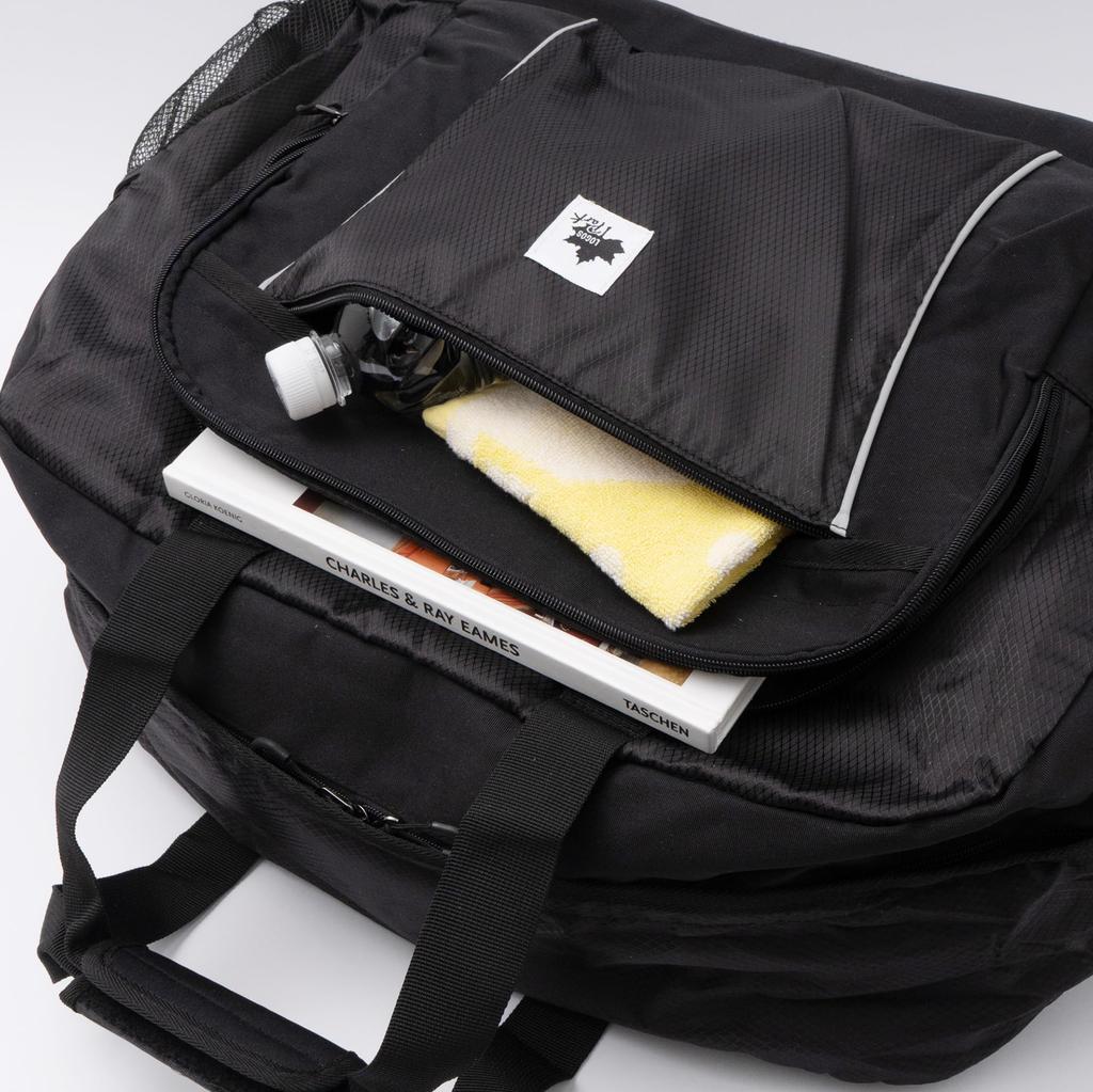 Logo Spark Boston Bag, Large Capacity 60L, 3-Way, Two-Tone Design, Travel Bag, 750kg Capacity, Black