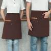 Half Apron with Pockets Waterproof Cloth Apron for Server Chef Stain-Resistant Solid Color Kitchen Waiter Apron for Men Women