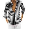 Men's Striped Shirt 3d Printed Long-sleeved Shirt