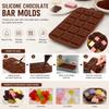Chocolate Mold Set 2-Piece Brown Silicone 12-Cavity Mini Bar Tray for DIY Baking Candy Gummies Ice Cubes and Soap