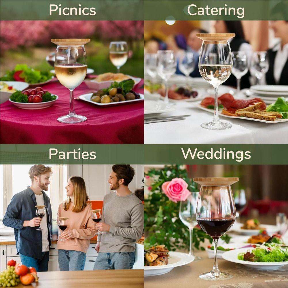 4Pcs Leakproof Wine Glass Covers Creative Wooden Red Wine Lid Gourmet Tray Wine Glass Tray  Bars