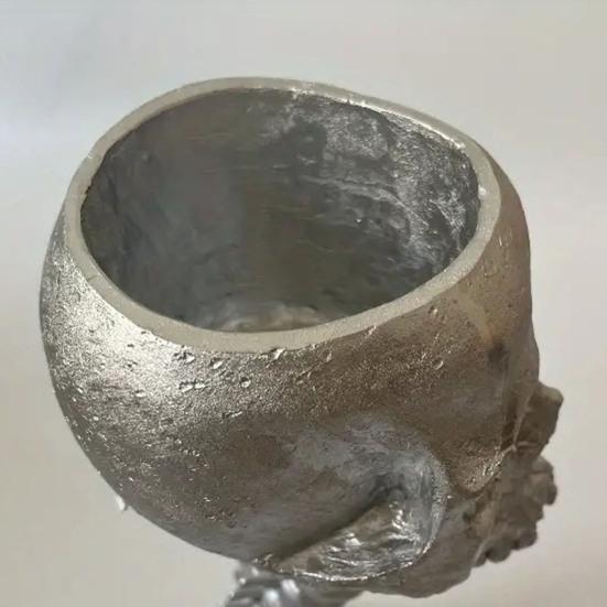 Горшок для цветов в виде черепа с подставкой для позвоночника, реалистичный цветочный горшок из смолы в виде черепа, готическое украшение для дома, конфетница на Хэллоуин для домашнего офиса