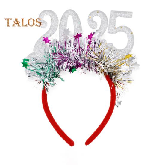 Обруч для волос с блестками для косплея 2025, декор в виде цифр, новогодняя повязка на голову, высокоэластичная дизайнерская повязка для волос, украшение для рождественской вечеринки