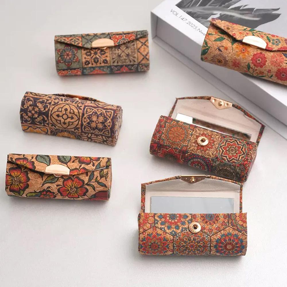 1 шт. - Усовершенствованная ретро-коробка для хранения помады с зеркалом - Мини и удобная, легко носить с собой коробка для помады для выхода в свет