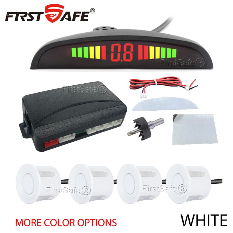 FirstSafe Car Parking Sensor Kit LED Display With 22mm 4 Sensors Radar Detector System Universal All Car