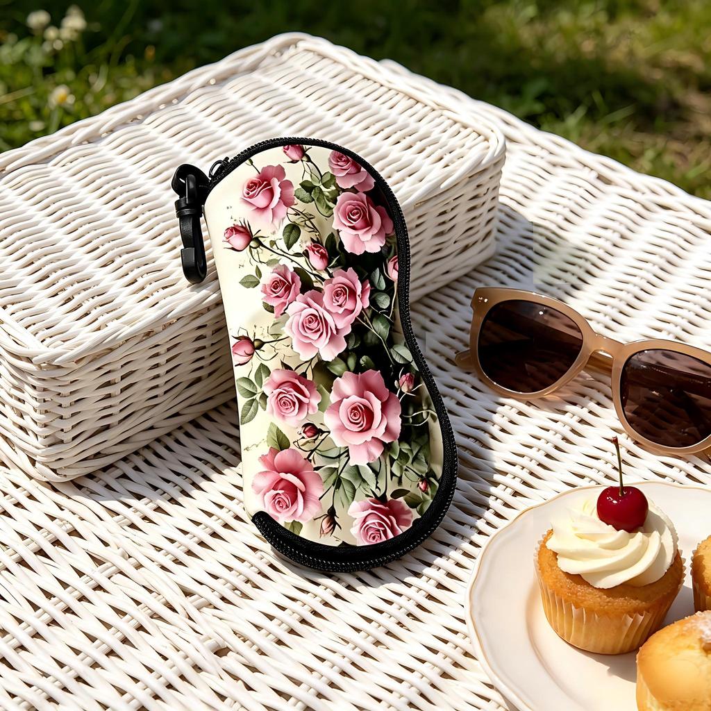 Eyewear Storage Box Soft Sunglasses Holder Rose Glasses Case Portable Glasses Pouch For Backpack Travel Handbag