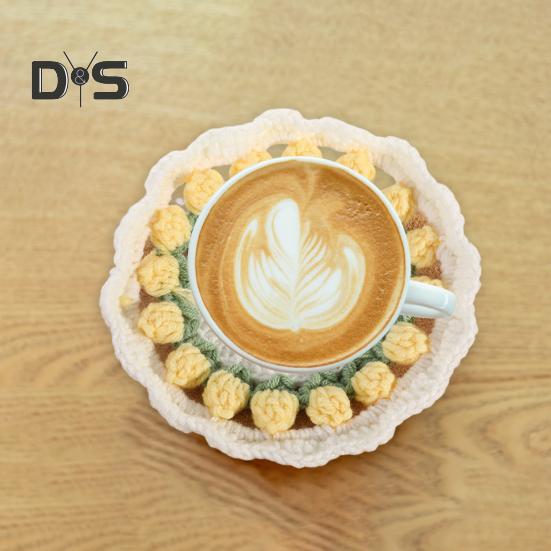 Подставка под стакан в виде тюльпана, связанная крючком. Подставки для чашек с цветами ручной работы для кофе и чая. Многоцелевой декор для домашнего бара и креативный подарок на новоселье, дни рождения.