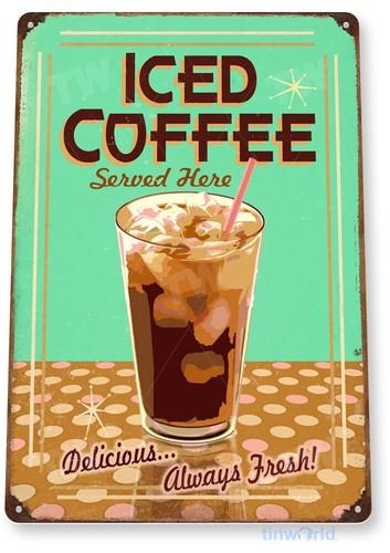 TIN SIGN Iced Coffee Metal Dcor Wall Art Store Shop Caf Kitchen A