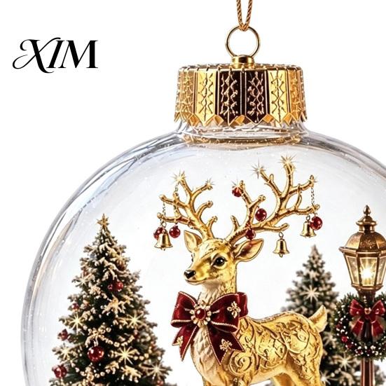 Christmas Gifts for Family Story Ornament, Acrylic Hanging Angel Santa Claus Holiday Home Decorations Candy House Designs, Ball Shape Festive
