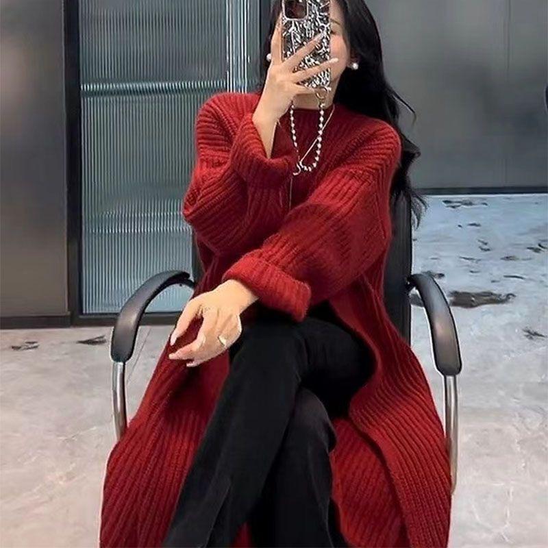 YYFS Женская мода повседневная осень-зима однотонный принт длинный рукав O-образный вырез свитера