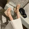 2024 Summer Women Sandals Pointed Toe Slingback Female Casual Outdoor Slides Slippers Metal Chain Flats with Shoes Ladies Mules