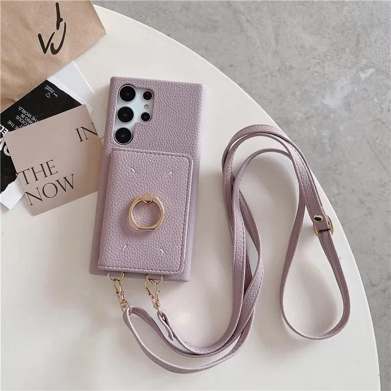 Кожаная сумка через плечо с держателем для карт Чехол для телефона для Samsung Galaxy S23 FE S24 Ultra S22 Plus A13 A22 A33 A14 A24 A34 A53 A54 Чехол