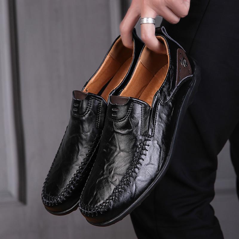 Повседневная обувь ручной работы. Мужские мокасины. Удобные кожаные туфли на плоской подошве. Мягкие кожаные лоферы38-47.