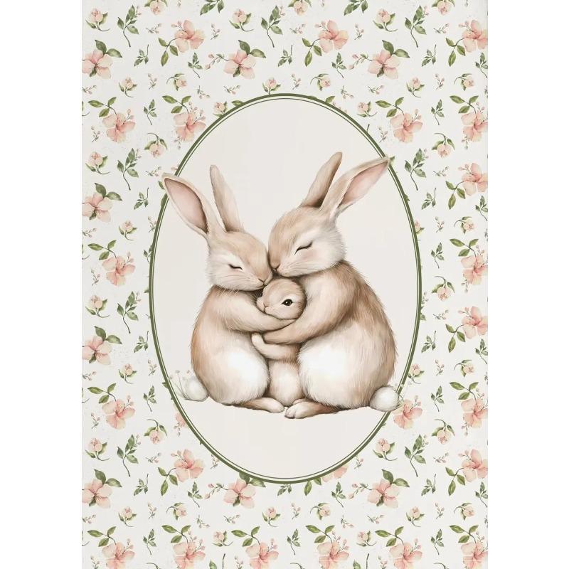 Vintage Style Easter Rabbit Posters Frameless Prints Canvas Painting Wall Art Pictures Home Room Antique Nursery Decoration