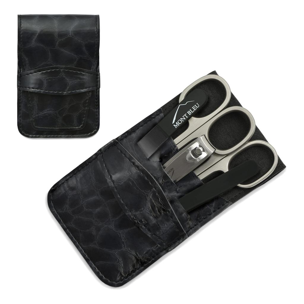 Mont Bleu 5-piece Manicure Set In Faux Leather Case