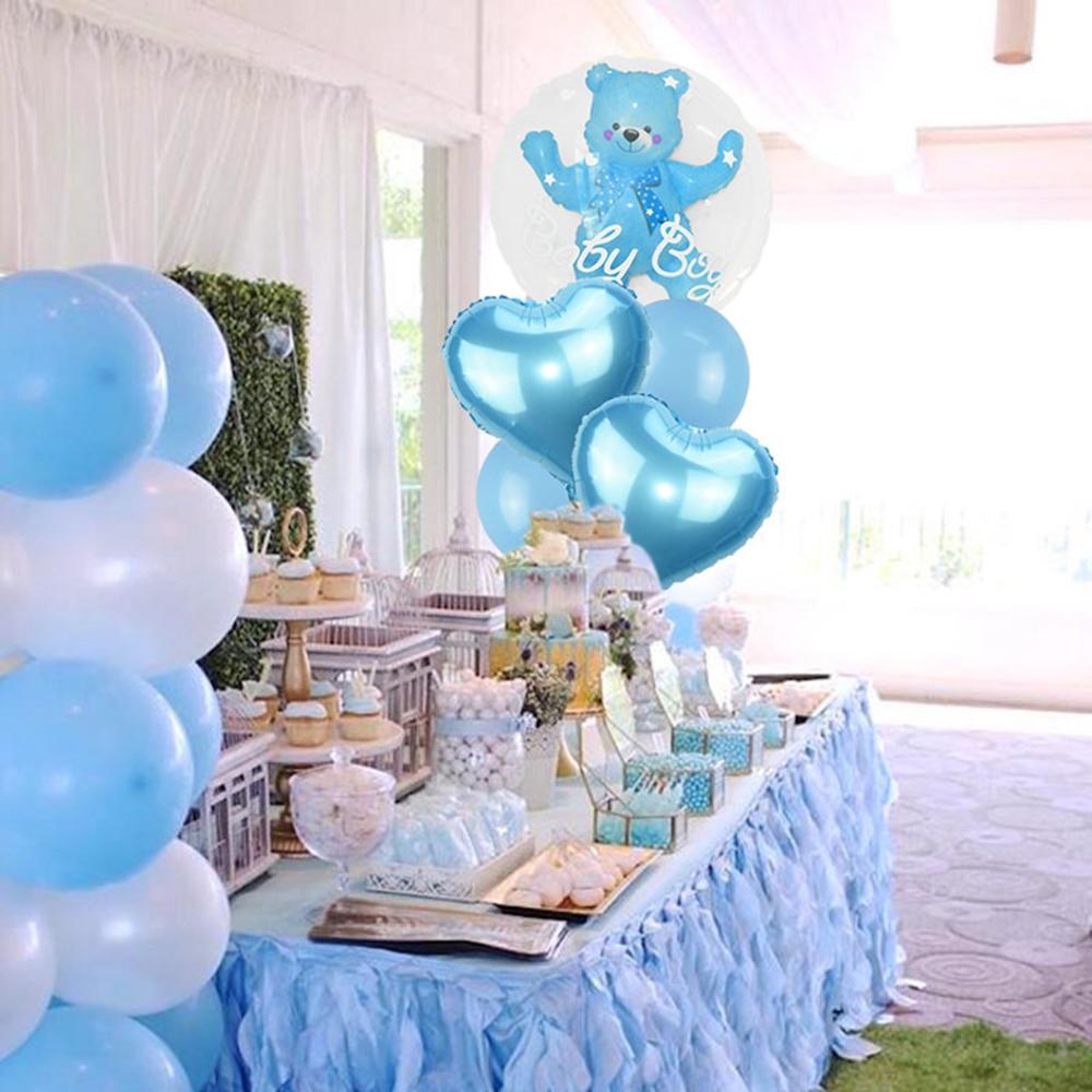 Детский День Рождения 24 дюйма Синие Розовые 4D Фольгированные Двойные Шары-Пузыри Globos Медведь Товары для Вечеринки