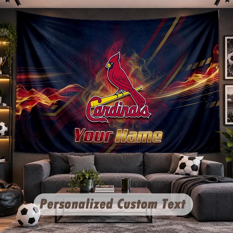 Wall Hanging Tapestry Custom NameSt. Louis Cardinals Pattern Personalized Printed Fabric Wall Decor