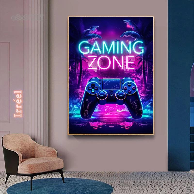 Dragon Assassin Space Armor Gaming Zone Canvas Posters Prints Wall Art Pictures Modern Gamer Bedroom Esports Room Decor Gifts