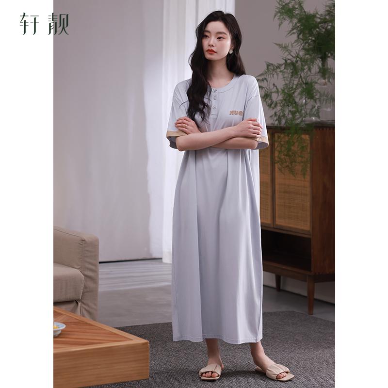 Xuan Liang 2026 New Sleeping Skirt Women's Summer Modal Cotton Short Sleeve Ultra Long Skirt Ice Silk Cool Home Dress
