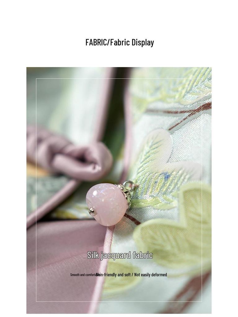 Место! Жакет из жаккардового шелка тутового шелкопряда плотностью 32 момми с застежкой на пуговицу-лягушку - стиль костюма тан