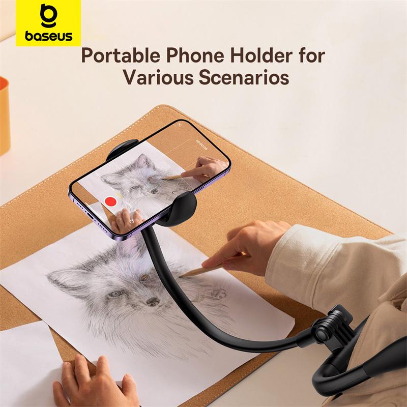 Baseus Гибкий универсальный держатель для телефона на шею, подвесное ожерелье, ленивое ожерелье, настольный кронштейн для сотового телефона для телефона 5,4-6,7 дюймов