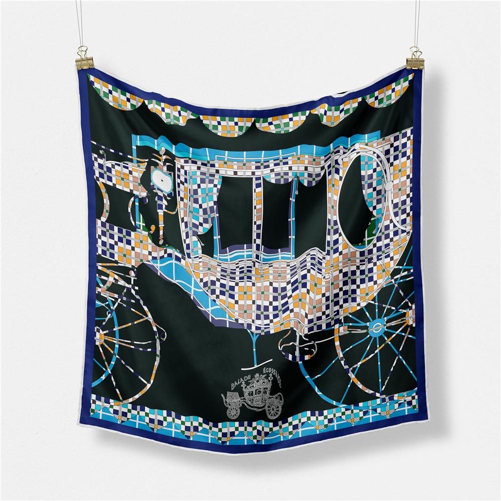 Twill Silk Scarf Women Indian Tiger Print Square Scarves Wraps Bandana Small Hijabs Silk Foulards Tie Headband Neckerchief 53CM