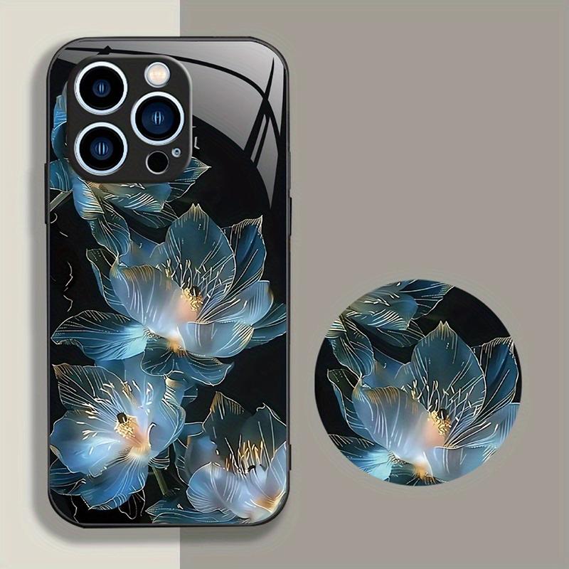 Чехол из закаленного стекла с узором «Лотос снега» класса люкс для Samsung Galaxy S25 S24 S23 Ultra Plus FE, противоударный чехол