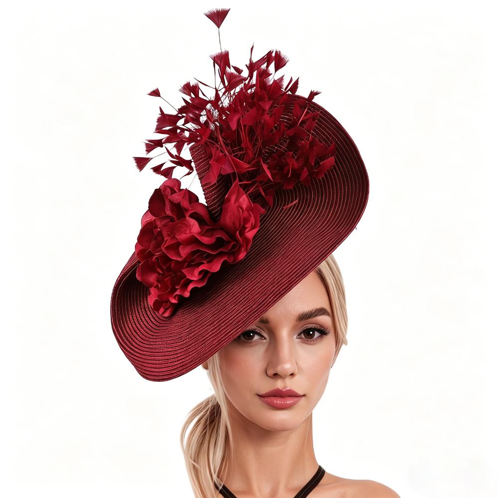 Handmade Feather Fascinator Hat Straw Flower Headpiece Women Fascinator Derby Pillbox Hat