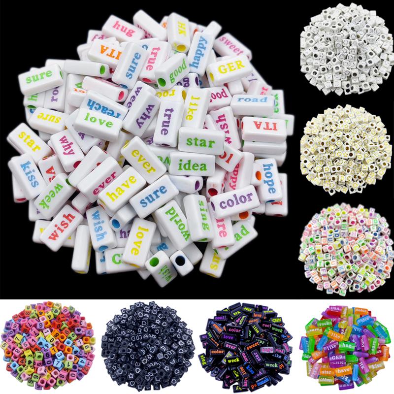 Творческий браслет ожерелья своими руками для 6/15*7 мм кулона 20/50 шт конфетного цвета акриловые свободные бусины буквы цифры оптовая продажа изготовление ювелирных изделий