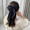 Women Bow Ribbon Hair Clip Fashion Simple Solid Satin Spring Clip Hair Pin Elegant Retro Headband Clips Girls Hair Accessories