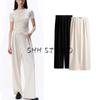 Spring New Women's Clothing French Design Easiest for Match Metal Retaining Ring Decoration High Waist Casual Pants 1224090