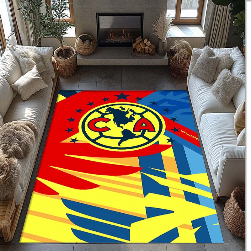 club América Printed Flannel Area Rug Non Slip Soft Polyester Floor Carpet Indoor Decor Mat for Bedroom Living Room Sofa