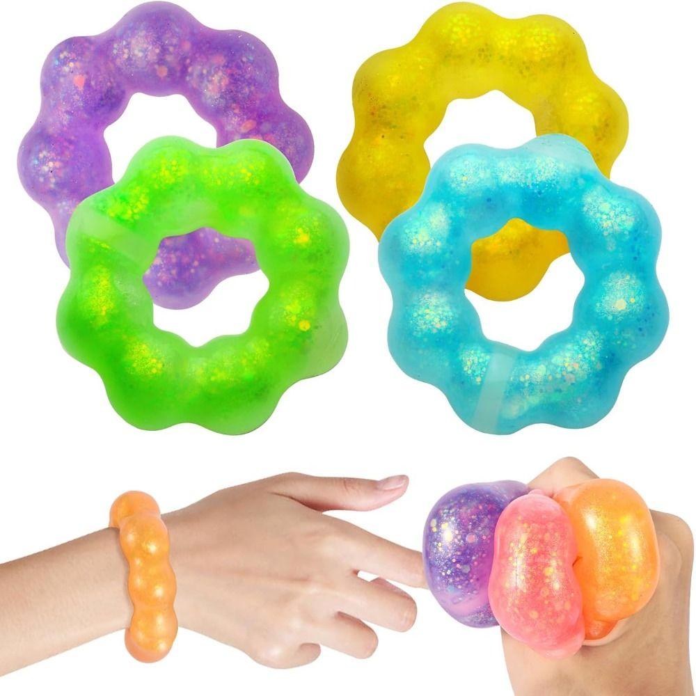 Fun Squeeze Maltose Decompression Bracelet Elasticity Glitter Doughnut Squishy Toy Party Favor