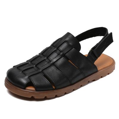 Мода 2СМ Плетение Коровья Натуральная Кожа Новые Женские Летние Лоферы-Сандалии на Крючке Платформа Клиновидный Удобная Обувь Этнический Ажурный Ретро Плоская Резина