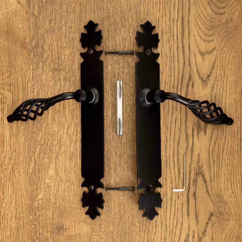 LAGOS door handle with plate without hole BLACK