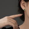 S925 Silver Retro Emerald Diamond Square Earrings - Women's Luxury Green Fashion Jewelry