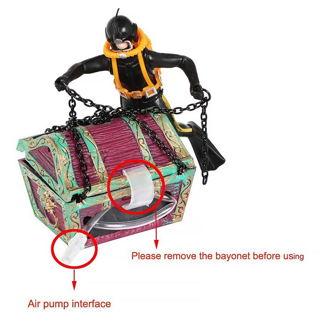 Аквариум с сокровищами для дайверов, живое действие, аэрация, украшение для аквариума, подводные украшения для пресноводных и соленых водоемов