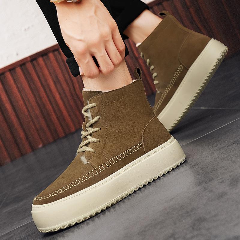 Fashion Men Winter Snow Boots For Leather Sneakers Super Warm Men's Boots Outdoor Male Hiking Boots High Top Male Work Shoes
