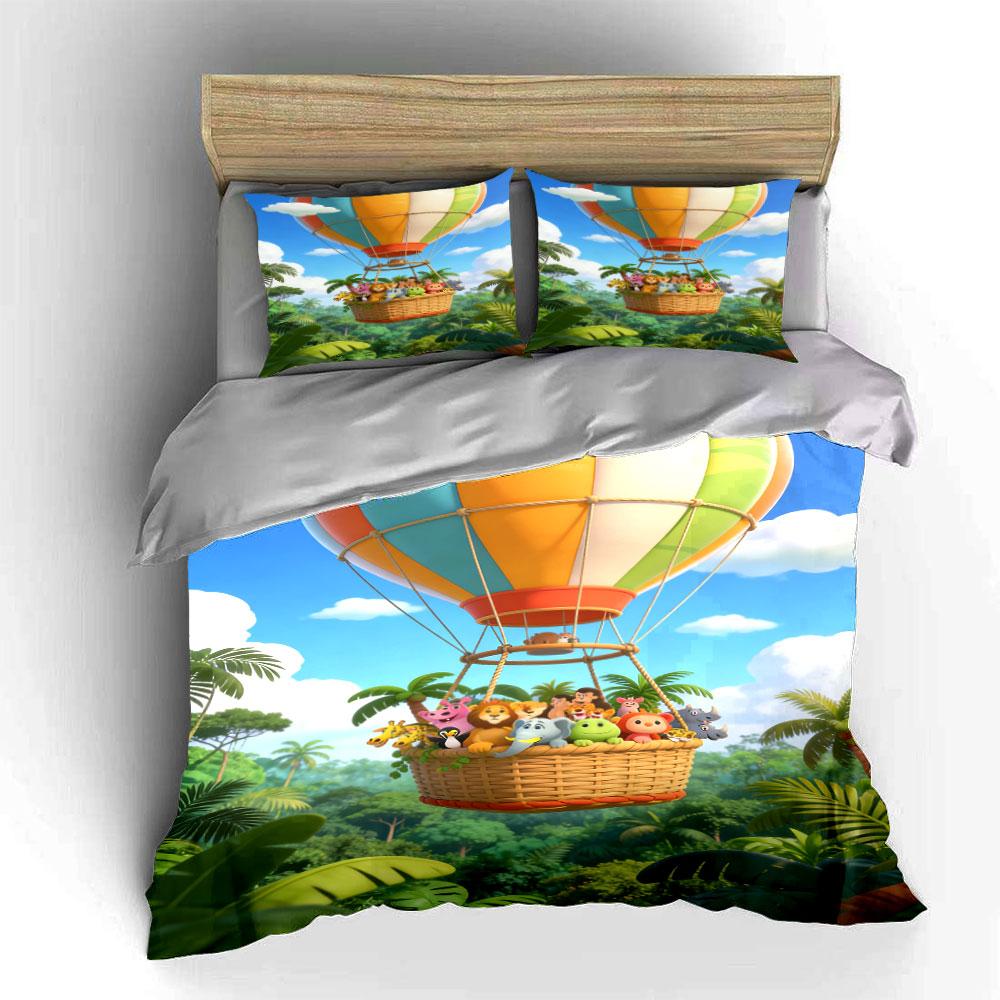 Hot air balloon scene. Bedding sets Duvet cover sets Duvet covers Pillowcases(1 * Duvet Cover 2 * Pillowcases without duvet insert)
