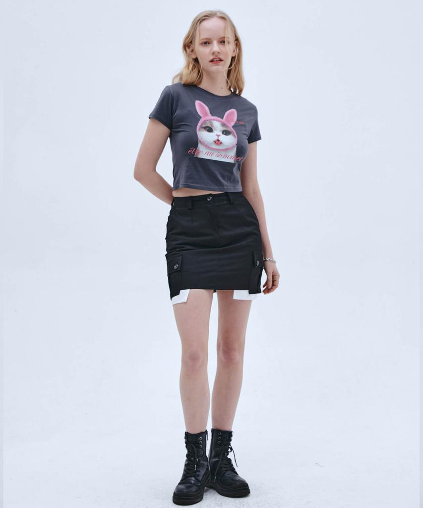Etosome Cargo Pocket Skirt (Black)