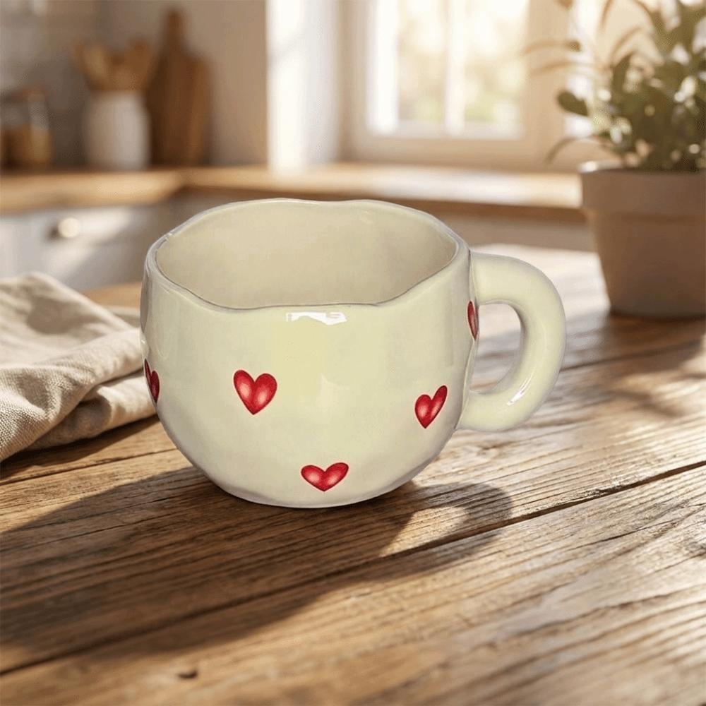 Romantic Milk Mug Adorable Heart Water Cup Breakfast Container Breakfast Cup Office